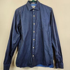 Stangata Long Sleeve Faux Pocket Two Tone Twill Button Down Shirt Medium